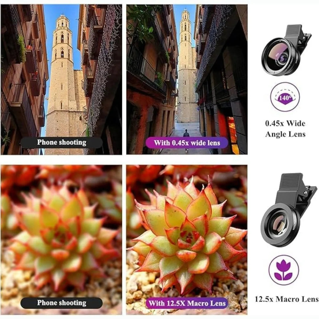 0.45X Wide Angle Lens 140°+ 12.5X Macro Lens for Mobile