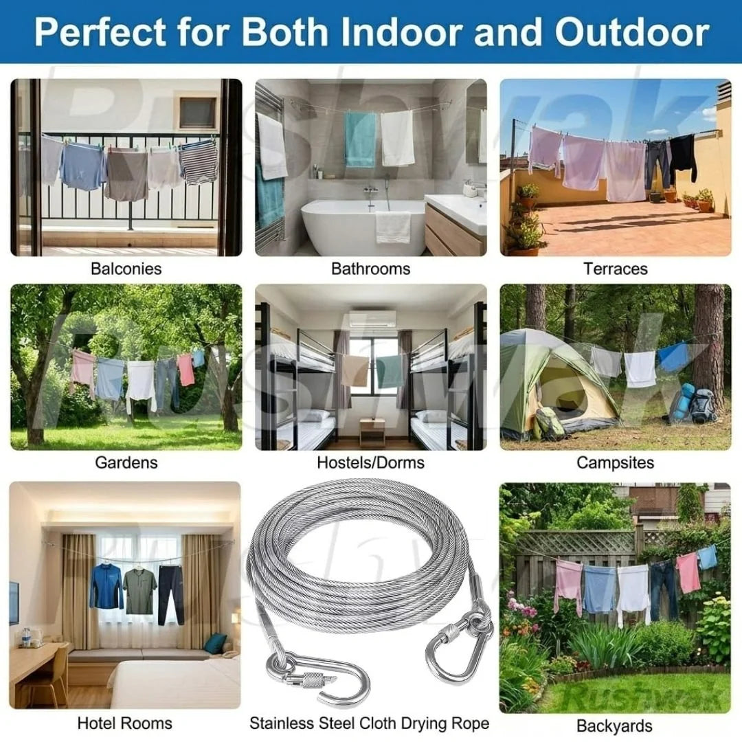 Stainless Steel Multipurpose Rope with Hook (5 Meter)
