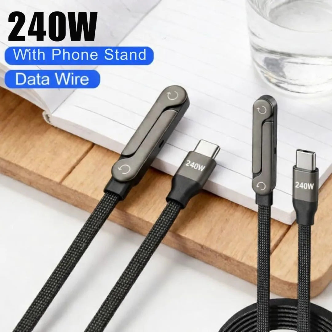 Fast Charging Cable with Foldable Phone Stand